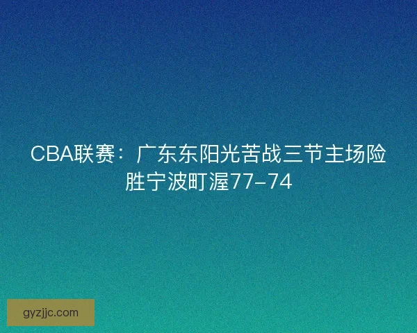 CBA联赛：广东东阳光苦战三节主场险胜宁波町渥77-74