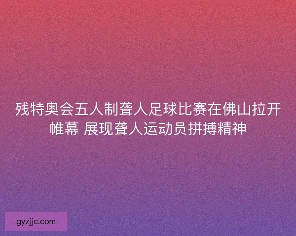 残特奥会五人制聋人足球比赛在佛山拉开帷幕 展现聋人运动员拼搏精神